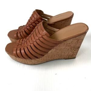 Franco Sarto cork wedge sandals size 8 woven upper